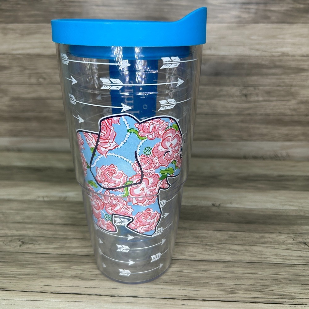 Tervis Tumbler 24 Oz Simply Southern Floral Elephant Arrows Blue Travel Lid